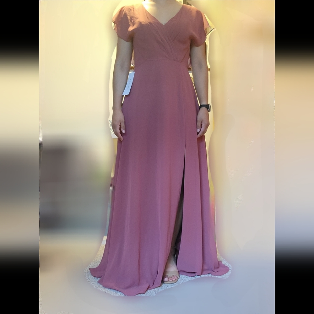 Azazie Rylee Bridesmaid Dress Size 8 Desert Rose - Picture 3 of 15